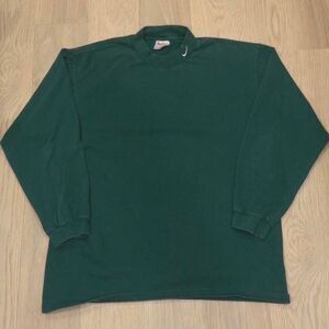 Vintage 90s Nike Mockneck Green Long Sleeve T Shirt Embroidered Swoosh White Tag